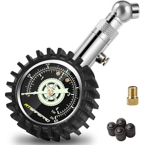 Manomètre de pression des pneus ATsafepro (60 psi 4 bar) pour véhicules, compatible avec motos, voitures et camions. (1/5)