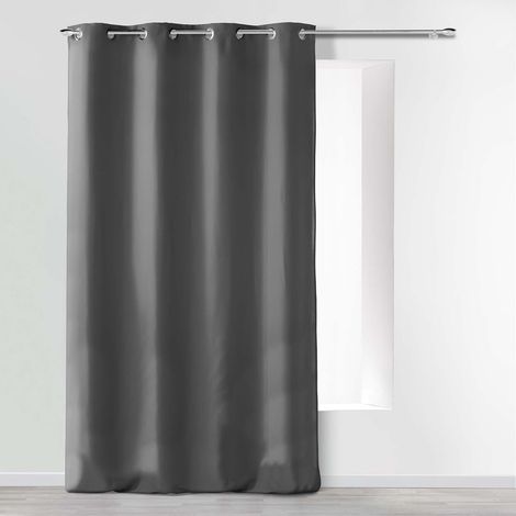 1 Rideau à Oeillets, Microfibre Anthracite, 8 Oeillets Diamètre 4cm, Salon Chambre