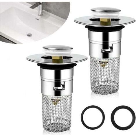 Basin Stopper with Removable Filter 33-40mm, Universal Hinged Basin Stopper, Stainless Steel Floor Drain Filter for Bathroom and Kitchen. (1/5)