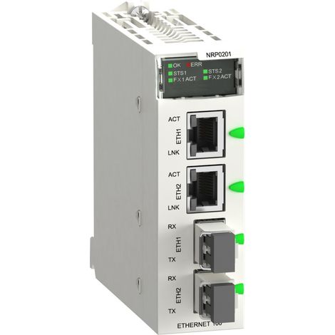 Module convertisseur fibre Monomode / Cuivre RJ45 2 voies 100Mo/s SCHNEIDER BMXNRP0201