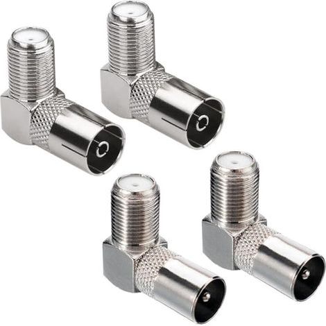 4 Pieces 90 Degree F-Type Female/Female Connectors, Right Angle RF Coaxial Adapters for Satellite Antenna (1/5)