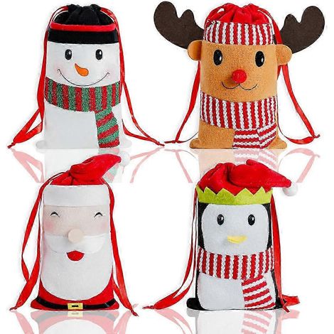 Sacs de Noël réutilisables avec motif Père Noël, légers et pliables pour un rangement pratique (1/3)