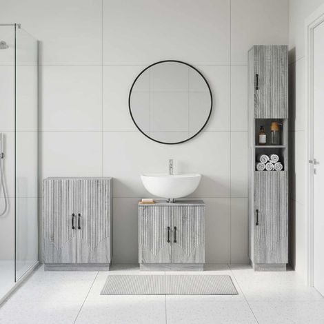 vidaXL 3 Piece Bathroom Cabinet Set HOORN Grey Sonoma Engineered Wood (1/5)