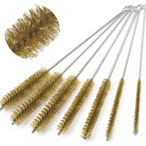 7 pièces de brosse cylindrique en laiton pour tubes d'essai, paille et petits espaces - 6 mm/8 mm/10 mm/12 mm/15 mm/20 mm (1/4)