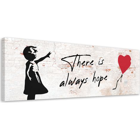 Tableau sur toile Fille Banksy avec ballon 90x30 (1/5)
