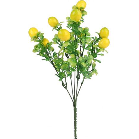Künstlicher Zitronenzweig mit 10 Früchten, 2,5 cm, künstlicher Zitronenzweig, künstliche Pflanzenzweig aus Schaumstoff, Blumenarrangement für Zuhause, Hochzeitsdekoration, 36 cm (36 cm) (1/5)