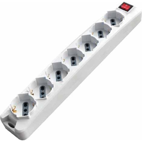 Multipresa Ciabatta Elettrica 7 Posti 10/16A Schuko Cavo 1,5 Metri Max 3500W Spina 16A Laterale SKU-8714 (1/3)
