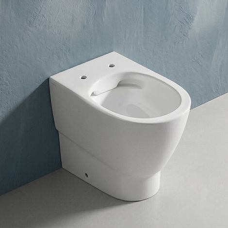 Wc filo muro bianco lucido con scarico traslato e sistema rimless Demy Dolomite (1/5)