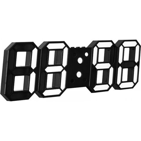 1 horloge numérique électronique LED 3D avec port USB et grand affichage numérique de l'heure, réveil, température, affichage du calendrier, horloge murale ou horloge sur pied pour chambre à coucher (1/5)