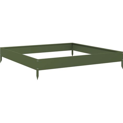 Maison Exclusive - Hochbeet Olivgrün 100x100x18,5 cm Stahl