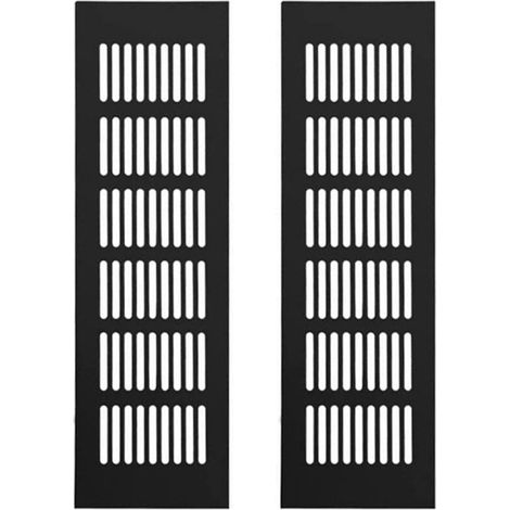 Grille Aération Aluminium 2 Pièces Grille d'Aeration Grille de Ventilation Rectangulaire Grille d'Aeration en Alliage Grille Daération Extérieure pour la Ventilation Noir 25080mm (1/5)