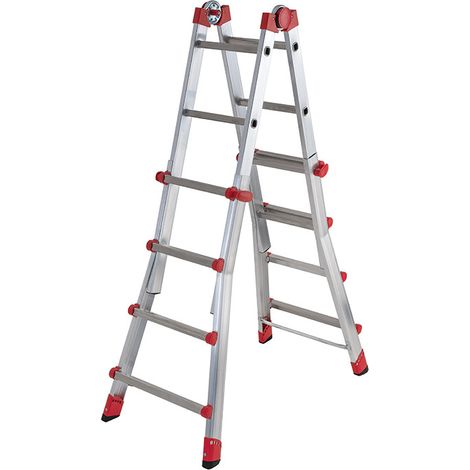 Hailo – Échelle télescopique multifonction 4x4 échelons 3,8m/4,7m – Stabilité renforcée – Réglage en hauteur échelon par échelon – Utilisable dans les escaliers (1/10)
