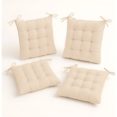 Lot de 4 Galettes de chaise 40 x 40 cm - Beige