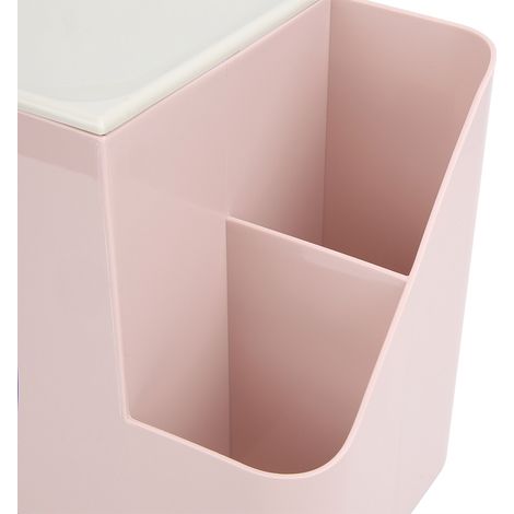 Boîte de Rangement Multifonction pour Télécommandes et Papier - Organisateur Rose pour Bureau, Salon, Salle de Bain avec Couvercle Antipoussière (1/5)