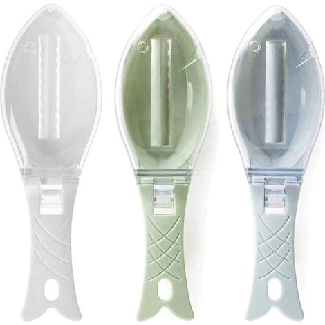 MINKUROW 3 Piezas Rascador De Escamas De Pescado, Escamador De Pescado, Cuchillo Escamador De Pescado, Removedor De Pescado Para El Hogar, Cocina, Restaurante (Blanco, Verde, Azul) (1/5)