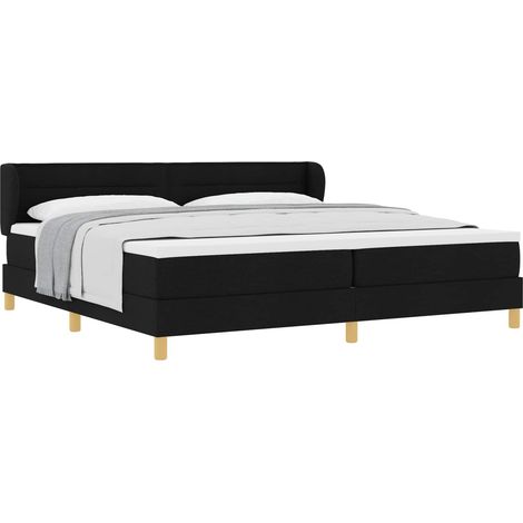 Maison Exclusive - Lit à ressorts avec matelas Noir 200 x 200 cm tissu (1/5)
