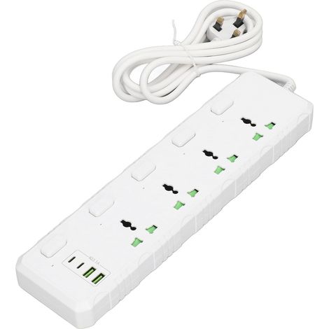 Bloc multiprise blanc conductivité électrique élevée 2 ports USB prise secteur UK 110-265V 3000W (1/5)