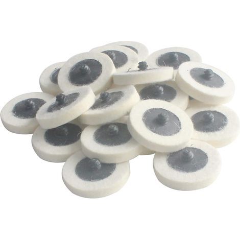 Lot de 20 disques de polissage en feutre de laine compressée à changement rapide, 2 pouces de diamètre, pour polissage fin (blanc)