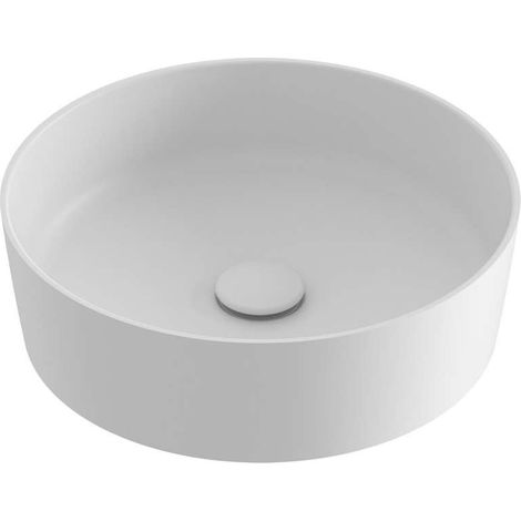 Ravak UNI - Lavabo sobre encimera, diámetro 40 cm, sin rebosadero, sin orificio para grifería, blanco mate XJX0E140001 (1/4)
