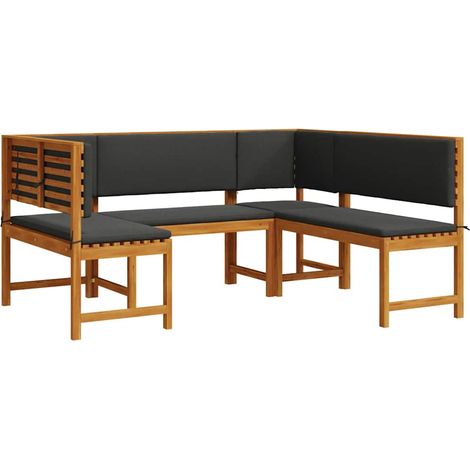 Maison Exclusive - Gartenbänke Set 3 pcs Braun Massivholz Akazie