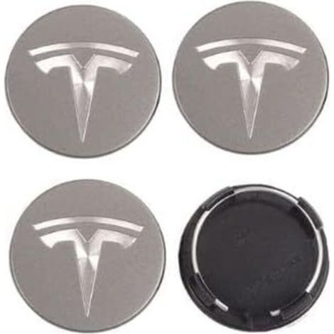 4 piezas de tapas de cubo para Tesla Model Y Juniper 2025 2020-2024, tapacubos de plástico ABS a prueba de polvo, impermeables y antioxidantes, accesorios decorativos, gris plateado - 57 mm (1/5)