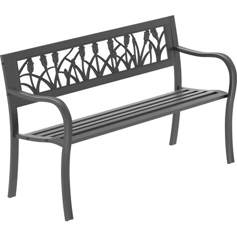 Banc de Jardin en Acier 3 Places H 77 x L 125 x P 53 cm, Nior, Tulipe (1/5)
