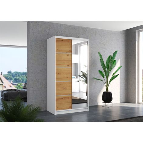 Schiebetürenschrank Schrank Nr.125 in Weiß- Artisan matt 100x200x58 cm (1/3)