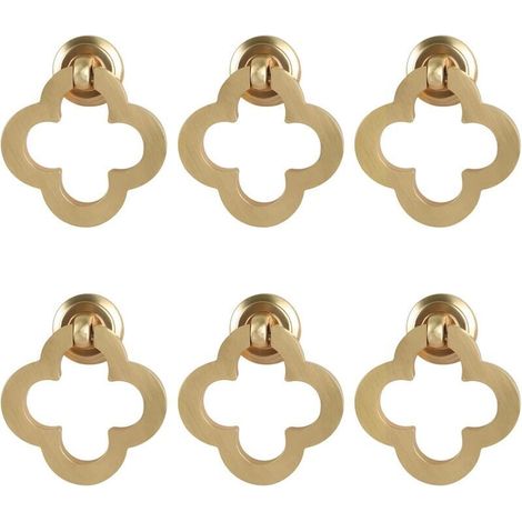 [6 goldene Schrankknöpfe mit Blumenmuster]