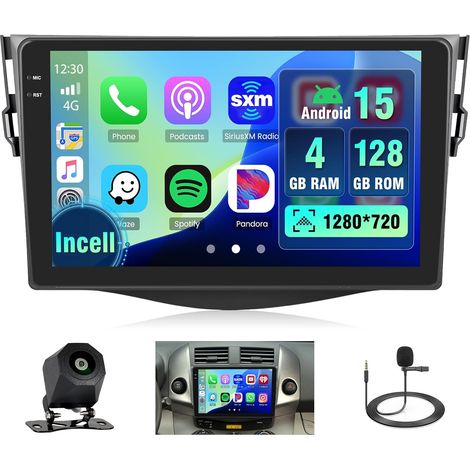 4+128G Android Autoradio sans Fil Carplay pour RAV4 2007-2012, 9 Pouces Incell écran Tactile pour Voiture avec Bluetooth 5.0/GPS/FM/RDS/EQ/Caméra de Recul (1/5)