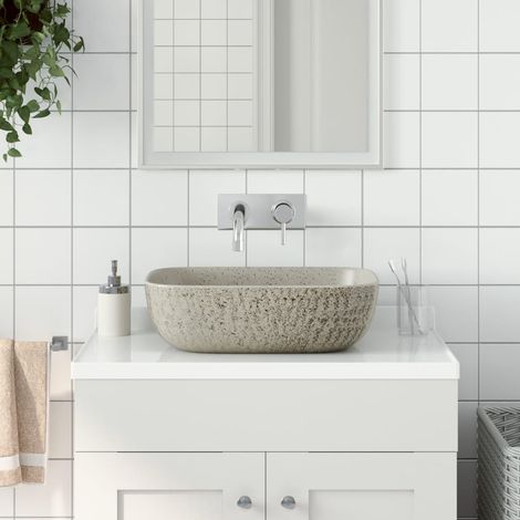 Aufsatzwaschbecken Grau Rechteckig 48x37,5x13,5 cm Keramik (1/5)
