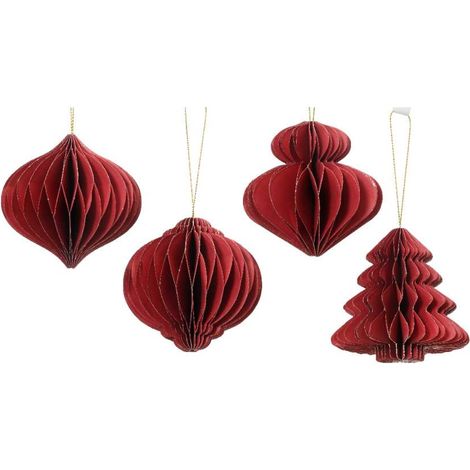 Decoris Addobbo Natalizio in Carta - Rosso - 8 cm