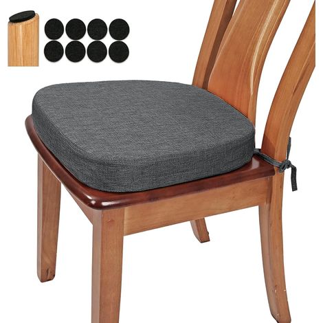 Coussin de chaise de cuisine en tissu tissé renforcé de 2,5 pouces, coussin de chaise confortable en mousse haute densité en forme de U pour la cuisine, coussin de siège résistant au glissement