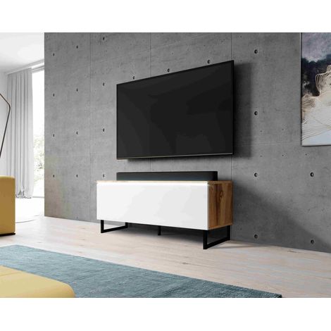 FURNIX Commode TV BARGO 100 sans éclairage LED & pieds réglables Wotan (1/5)