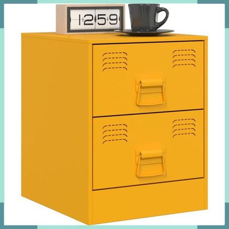 Table de chevet - 841626 - jaune - acier - lot de 2 (1/5)