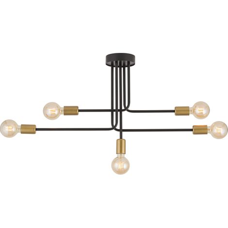 Plafoniera loft Sigma Gino 5 luci nero oro E27 15W (1/3)