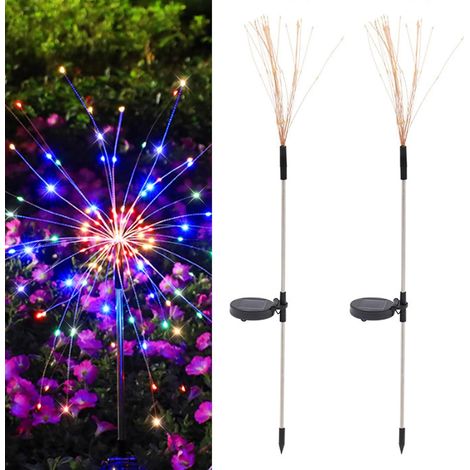 Lot de 2 Lampes Solaires pour Jardin Extérieur 200 LED, Feux d’Artifice Solaires, Lampes Solaires de Jardin Étanches IP65, 8 Modes d’Éclairage pour Terrasse, Allée, Pelouse et Décoration Extérieure (1/5)