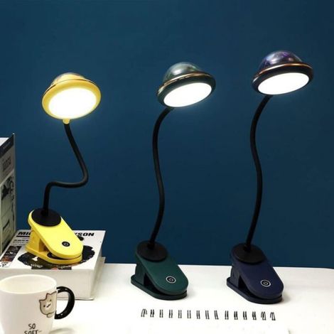 Lampe À Pince - LED Rechargeable USB - Projection Étoiles - Col De Cygne Flexible - 1200 mAh - 1 Unité (1/4)