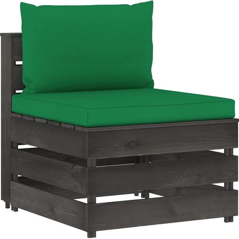 Canapé central sectionnel Canapé relax - Canapé de salon avec coussins Bois imprégné de gris BV670458 - BonneVie (1/5)