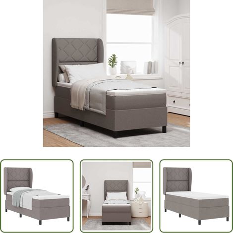 Matelas - Lit à ressorts avec matelas Taupe 80 x 200 cm tissu (1/5)