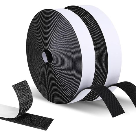 Scratch Autocollant Double Face, 2cm x 10m Puissant Shearable Adhésif Hook loop Bande Agrippantes, Scotch Scratch Bande Auto Agrippante pour Canapé, Bricolage, Artisanat, Maison et Bureau (1/5)