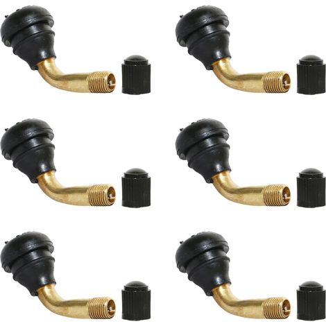 6 Pièces Valve Tubeless, Valve Pneu Voiture, Valves à Angle de 90 Degrés, PVR70 valve Pneu Sans Chambre, Laiton Adaptateur de Tige de Valves Convient Aux Motos, Véhicules Électriques, Scooters, VTT, V (1/5)