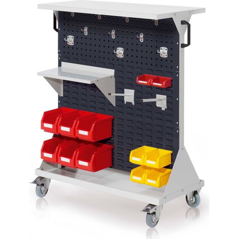 Kappes RasterMobil® mobiler Arbeitsplatzschrank Größe 3 1270x1000x500mm 32-teilig mit Ablageboden aus Stahlblech - anthrazitgrau