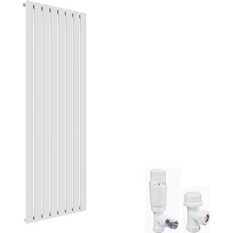 ELEGANT 1800 x 608 mm Vertical Column Designer Radiator White Single Flat Panel Central Heating Radiators + White Thermostatic Radiator Valves (1/5)