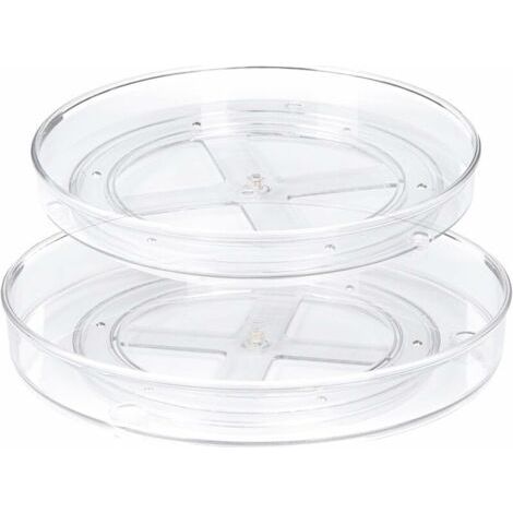 Lot de 2 Lazy Susan Plateau Tournante de Cuisine Plateaux de Rangement Rotatifs à 360° pour Cuisine et Salle de Bain(27 x 4,6 cm + 23,5 x 3,8 cm) (1/5)