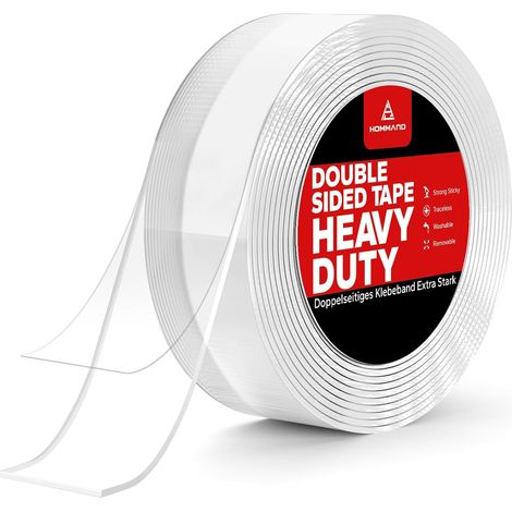 Ruban adhésif double face extra fort, acrylique, 3M x 2CM, murs/moquettes. (1/5)