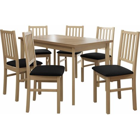Conjunto de mesas y sillas para comedor Victorville 264, Roble Sonoma, 78x80x140cm, Diámetro: 0, Número de asientos: 4, Estilo: Contemporary