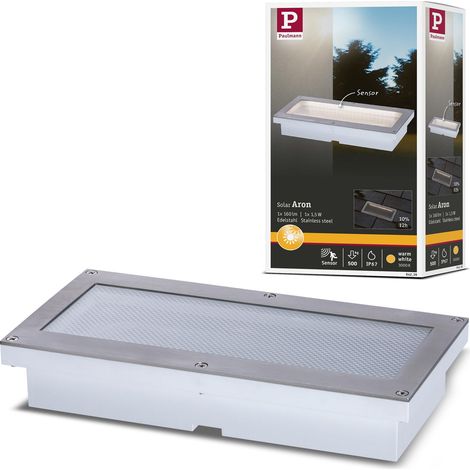 Aron Spot solaire encastrable au sol LED carré avec 1 ampoule 1,5 W en acier inoxydable et plastique Blanc chaud 3000 K (1/5)