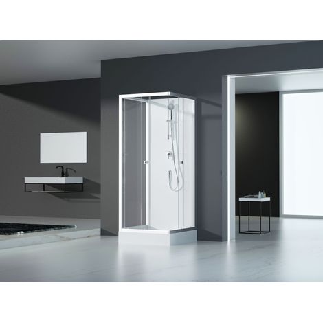 Dusche Komplett MARWELL Komplettdusche Fertigdusche White Dream 90 x 90 x 200 cm - Komplett Set inkl. Duschwanne und Armatur - reversibel aufbaubar - hochwertiges Aluminiumprofil System (1/5)