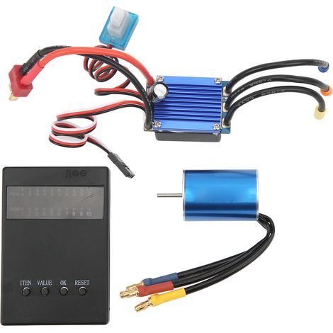 Moteur brushless 2435 4800KV avec variateur électronique de vitesse (ESC) 25A et carte de programmation brushless, compatible avec les voitures radiocommandées Traxxas 1/16 et 1/18. (1/5)