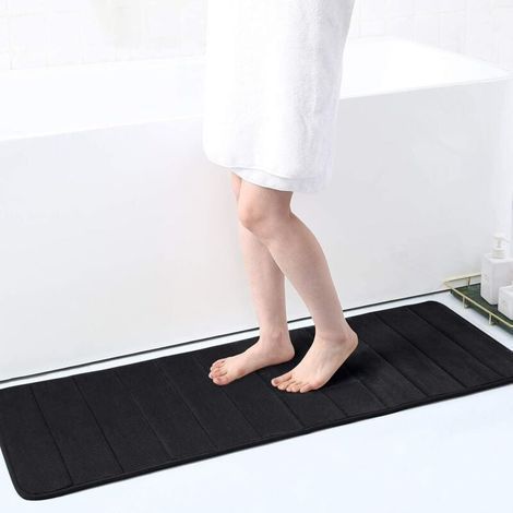 Paillasson d'intérieur antidérapant 40 x 120 cm, tapis d'entrée lavable en machine, extra antidérapant, noir (1/5)
